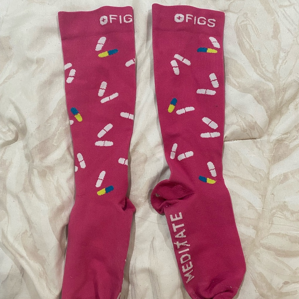 Hot pink figs compression socks